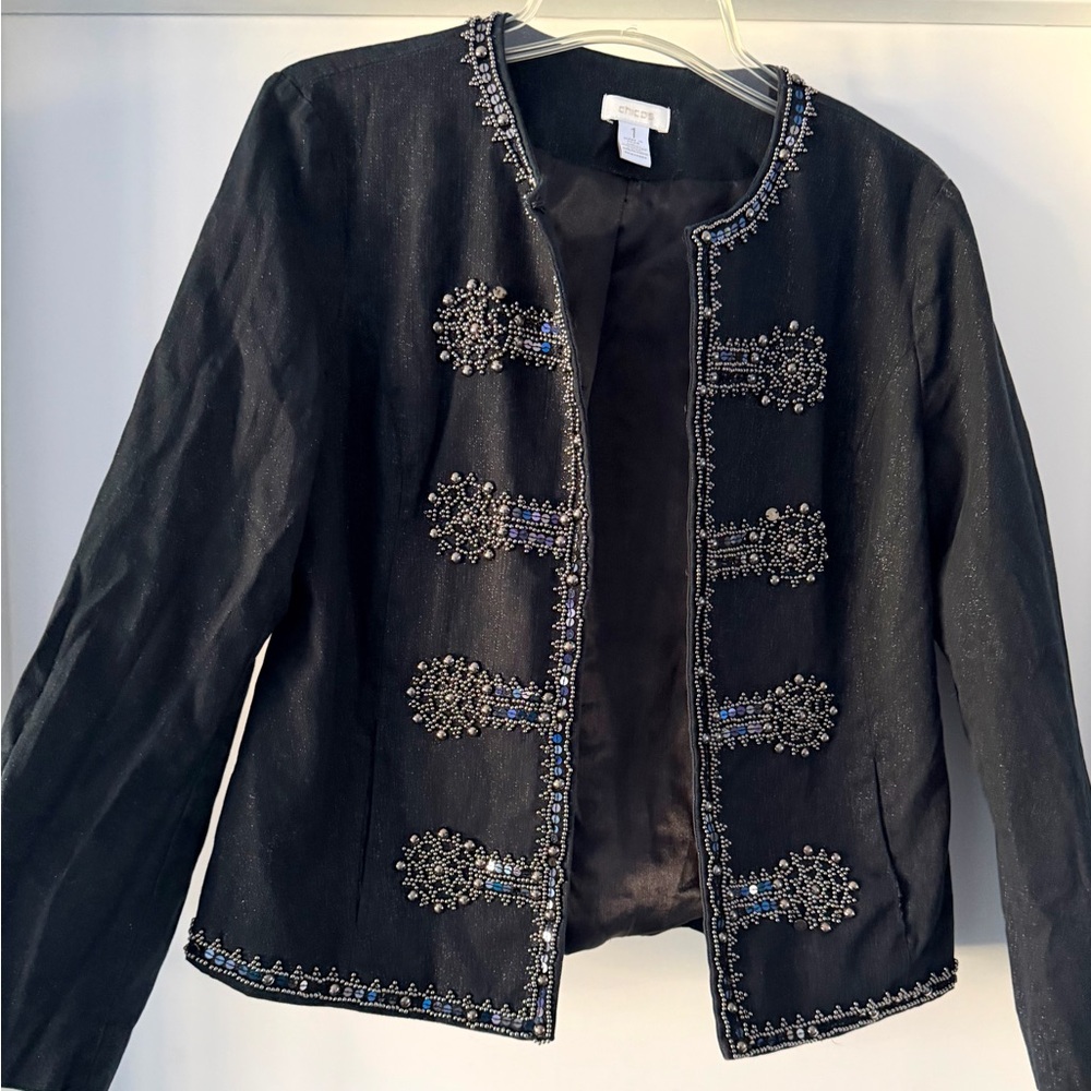 Chico's Black Embellished Blazer